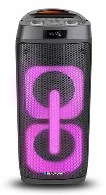 A Blaupunkt Pb05Db speaker with purple lights.