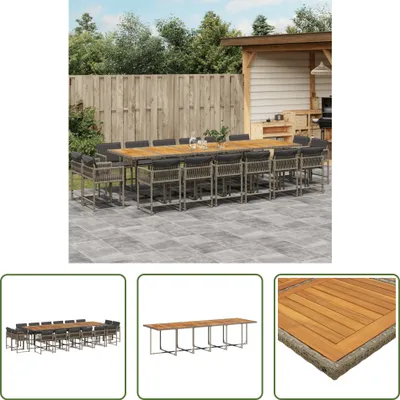 Produktbild von The Living Store 17-tlg. Garten-Essgruppe mit Kissen Grau Poly Rattan