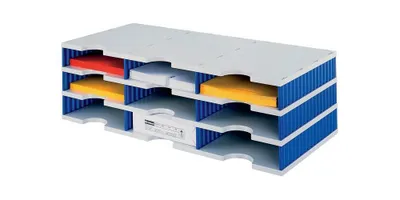 Produktbild von Sortierablage Trio 15 Fächer H363xB723xT331mm Polystyrol grau/blau STYRO