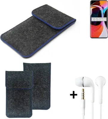 Produktbild von K-S-Trade Handy Schutz Hülle kompatibel mit Xiaomi Mi 10 Schutzhülle Handyhülle Filztasche Pouch Tasche Case Sleeve Filzhülle dunkelgrau, blauer