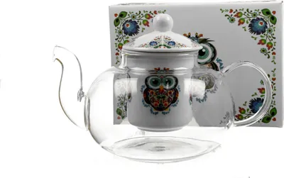 Produktbild von DUO ETNO 30242 Teekanne 1000 ml mit Teesieb OWL mit Teesieb, Glas - New Bone China Porzellan