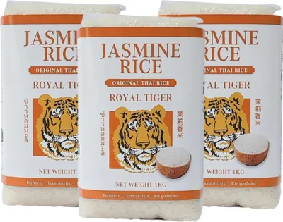 Produktbild von Royal Tiger Jasminreis Duftreis, 3x 1kg Beutel, Jasmin-Reis aus Thailand