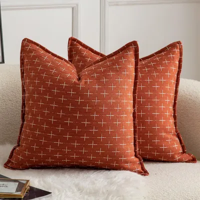 Produktbild von Kissenbezüge für Dekokissen Rustikal Leinen Rot 65x65 cm 2 Stk