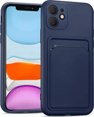 Produktbild von Conie Schutzhülle für iPhone 11 mit Kartenfach Tasche Case Cover Bumper Silikon Hülle in Blau