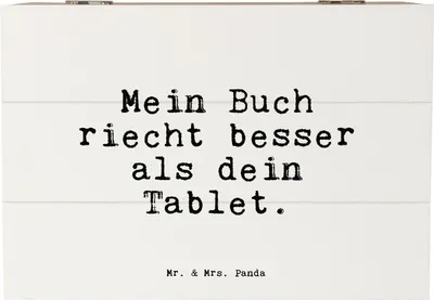 Produktbild von Mr. & Mrs. Panda Geschenkbox Mein Buch riecht besser... 22 x 15 cm - Weiß - Geschenk, Box, Spruch Sprüche Weisheiten Zitate Lustig Weisheit Worte, Leseratte, Kiste