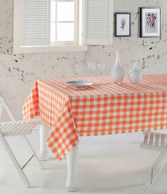 Produktbild von Hermia Concept, Kareli 160 - Orange, Tischdecke, Orange, 100% BAUMWOLLE, 160 x 160 cm
