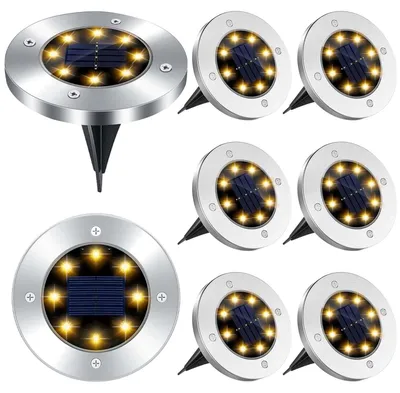Solar-Gartenleuchten, 8 LEDs, 8 Stück, wasserdicht, IP65