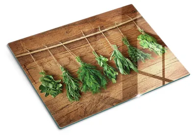 Produktbild von Glas Schneidebrett - 40x30 cm - Küchenbrett - Hartglas - Arbeitsplattenschutz - Servierbrett - Hitzebeständig - Kräuterholz
