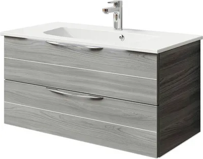 Produktbild von Pelipal Badmöbel-Set Sunline 300 BxHxT 97 x 49,9 x 48 cm Frontfarbe sangallo grau Badmöbel-Set mit Waschtisch Mineralmar