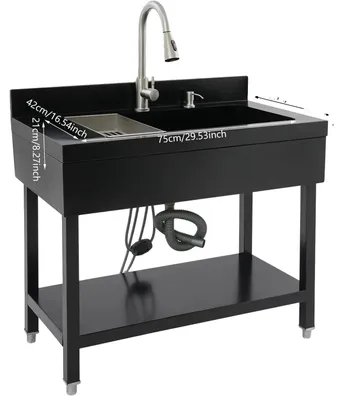 Immagine prodotto di Lavabo, acciaio inossidabile, design autoportante, colore nero