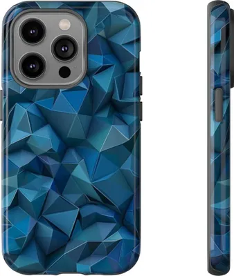 Produktbild von Tiefblaues geometrisches Polygonmuster – Hülle Kompatibel mit iPhone 14 Pro