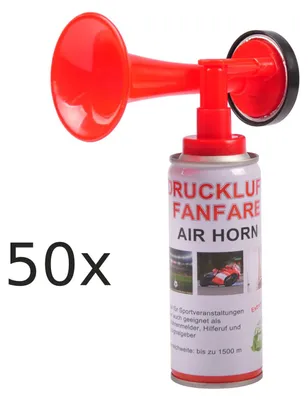 Produktbild von Druckluft-Fanfaren 50 Stück 250ml Stadionhupe Signalhorn Tröte Sirene Airhorn