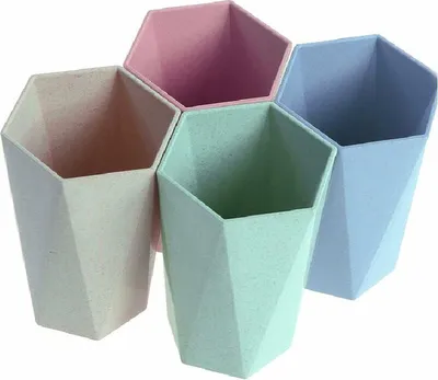 Produktbild von 4er-Set Zahnbürstenbecher – Geometrische Form – Hitzebeständig – Zahnbürsten-Organizer mit rutschfester Oberfläche für eine optimale Reinigung