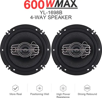 Zdjęcie produktu dla Para 6-calowych głośników samochodowych do drzwi, maksymalna moc 600 W, 4-drożne, pełny zakres audio, głośniki wysokotonowe, głośniki współosiowe