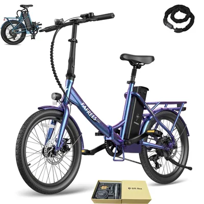 Produktbild von E-Bikes 20 Zoll Rostfreie Aluminiumlegierung 36 V 18,2 Ah 655,2 Wh bis zu 150 - 190 km Wasserdicht IPX4 E Bike klapprad 7 Gang, Buntes Blau-Lila