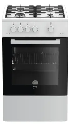 Zdjęcie produktu dla Beko FSG52010FW, Kuchenka wolnostojąca, Biały, Obrotowy, Biały, Przednie, Gaz