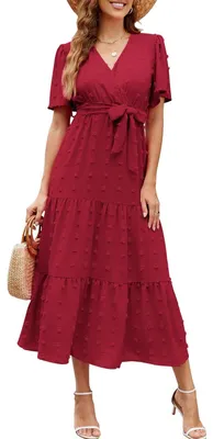 Produktbild von Lässiges Sommerkleid mit V-Ausschnitt und Rüschen für Damen