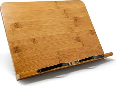 Immagine prodotto di Joejis Portariviste in legno - Portariviste e supporto per tablet in legno - Supporto per libri con fermalibri regolabile - Supporto per libri di cucina in bambù - Leggios