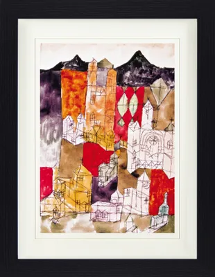 Obrázek produktu pro Paul Klee Zarámovaný obraz s elegantním paspartováním | Obrazy na zeď | V rámu - Město kostelů, 1918 (40 x 30 cm)