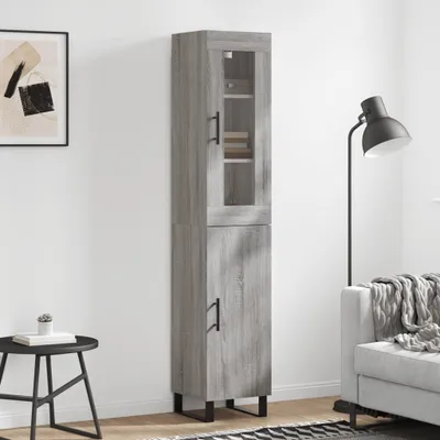Immagine prodotto di vidaXL Credenza Grigio Sonoma 34,5x34x180 cm Materiale a base di legno