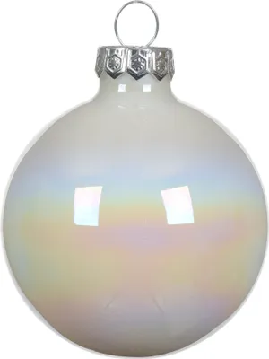 Produktbild von Weihnachtskugeln Glas 6cm x 10 Stück - Weiß Irisierend