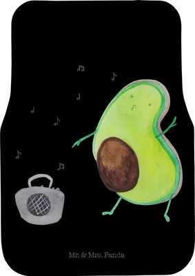 Produktbild von Mr. & Mrs. Panda Automatte Avocado Tanzen - Schwarz - Geschenk, Fußmatte Auto, Party, Musik, Fröhlich, Fürs, Teppich, Singen, Schmutzfangmatte