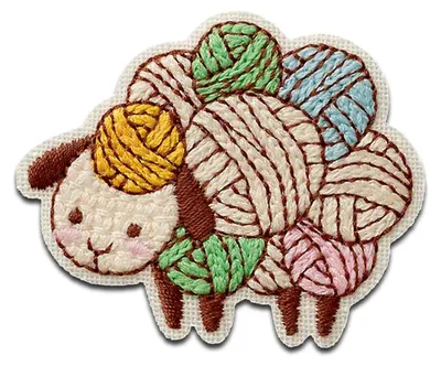 Produktbild von Mono-Quick Schaf mit Wolle Tier - Aufnäher, Bügelbild, Aufbügler, Applikationen, Patches, Flicken, zum aufbügeln, Größe: 4,3 x 5,2 cm
