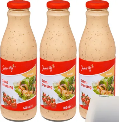 Produktbild von Jeden Tag Salat-Dressing French 3er Pack (3x500ml Flasche) + usy Block