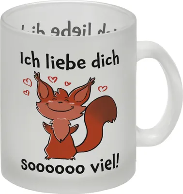 Produktbild von Ich liebe dich soooooo viel Glas Tasse mit niedlichem Eichhörnchen
