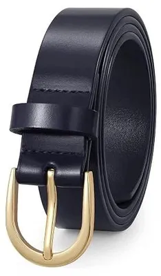 Zdjęcie produktu dla Pasek damski skórzany ze złotą klamrą do dżinsów spodni