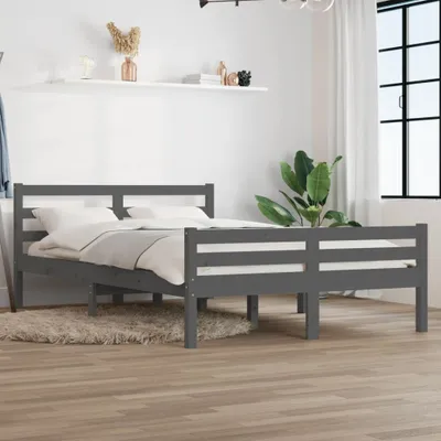 Produktbild von The Living Store Massivholzbett Grau 120x200 cm