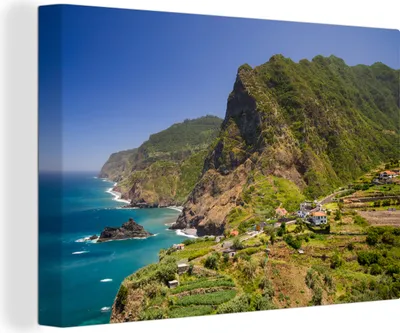 Produktbild von MuchoWow® - Leinwandbilder - Ein riesiger Berg an der Küste Madeiras, Wandbild, Wanddeko Bilder Wohnzimmer, 120x80cm