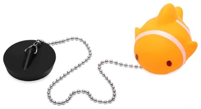 Productafbeelding van Badkuipstop met roestvrijstalen kogelkettinkje (45 mm), drijvende rubberen stop met ketting, universele afvoerstopp met lange ketting voor badkamer, keuken en wastafel