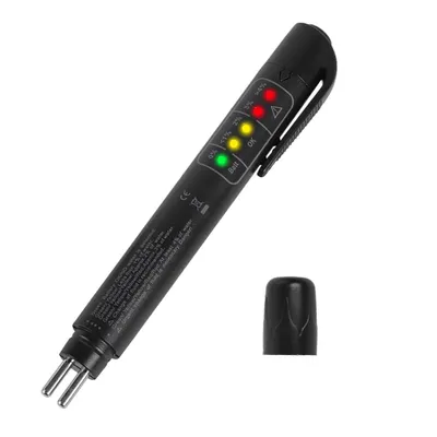 Image de Stylo testeur de liquide de frein avec 5 indicateurs LED - Testeur d'huile de frein portable pour DOT3/DOT4 - Testeur de liquide de frein pour véhicule automobile