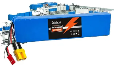 Image de Batterie lithium-ion, capacité de 100 000 mAh, système de gestion de batterie (BMS) intelligent, chargeur XT30-JST, 36V-d