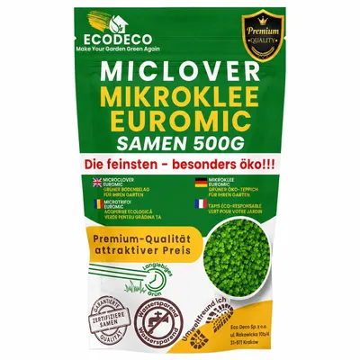 Produktbild von EcoDeco Mikroklee Samen Euromic 500 g Microclover C1 für Rasen, Nachsaat, kahle Stellen, trockenheitsresistent