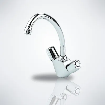 Produktbild von Küchenarmatur Zweigriff hoher Bogen Wasserhahn Küche Spültischarmatur 197 mm Auslaufhöhe 360° schwenkbar Hochdruck Messing verchromt Einlochmontage Chrom
