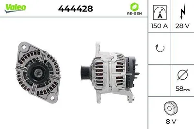 Produktbild von VALEO 444428 Lichtmaschine Generator LiMa 150A 28V