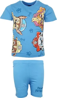 Produktbild von Paw Patrol Kinder Jungen kurzarm Schlafanzug Pyjama Shirt Shorts – Blau / 128