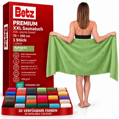 Produktbild von Betz Saunatuch 70 x 200 cm PREMIUM 100% Baumwolle Badetuch Liegetuch Strandtuch  Farbe: apfelgrün