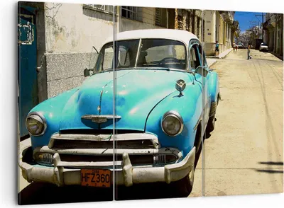 Produktbild von Bild auf Leinwand - Leinwandbild - Auto Klassiker Kuba Havanna - 105x70cm - Wand Bild - Wanddeko - Leinwanddruck - Bilder - Kunstdruck - Wanddekoration - Leinwand bilder - Wandkunst - CE105x70-1401