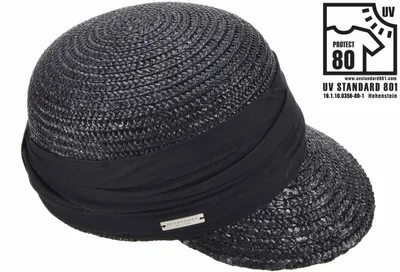 Seeberger elegante Strohborten Cap mit UV Schutz 80 in schwarz