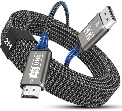 Produktbild von 4K DisplayPort-auf-HDMI-Kabel, Unidirektionales DP-auf-HDMI-Stecker-auf-Stecker-Kabel UHD 4k@30Hz, 2k@60Hz, 1080p DP-auf-HDTV Kompatibel mit Monitoren/Projektoren/HDTV, Lenovo, HP–2M