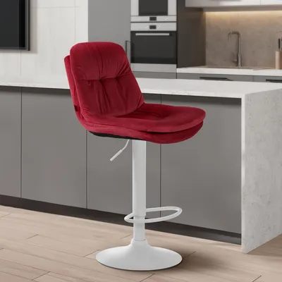 Produktbild von Barhocker HLO-CP325 Samt weiß  rot