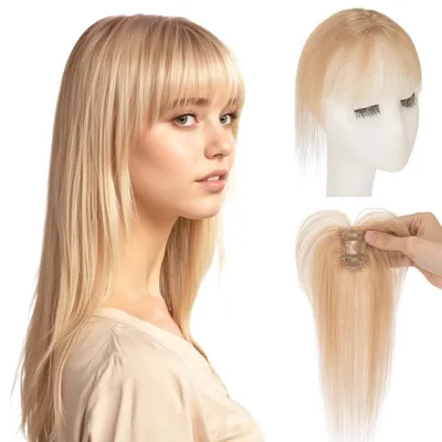 Produktbild von Clip in Pony Echthaar Wispy Bangs Dunkelblond 10g
