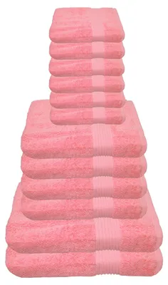 Immagine prodotto di Set di asciugamani Julie Julsen, rosa, composto da: 12 pezzi, 2 asciugamani da bagno, 4 asciugamani, 6 asciugamani per gli ospiti