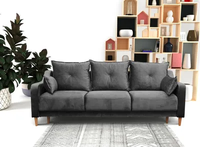 Produktbild von Moderne Schlafsofa mit Bettkasten LENNY, Sofa mit Relaxfunktion, Couch inklusive Wellenunterfederung (Stoff: riviera 91 - grau)