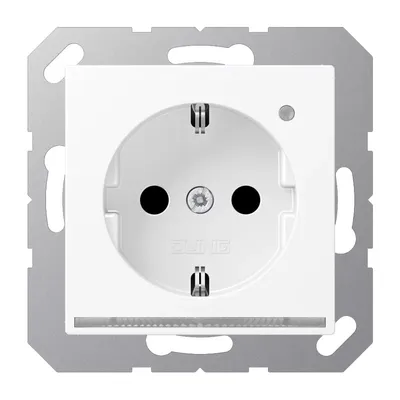 Produktbild von Jung SCHUKO® Steckdose mit LED-Orientierungslicht, 16 A 250 V , integrierter erhöhter Berührungsschutz, Thermoplast lackiert, Serie A, schneeweiß matt A1520-OWWMLNW