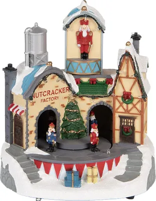 Image de Clayre & Eef Décoration de Noël avec éclairage LED et musique Maison 20x17x23 cm / 3xAA Blanc Plastique