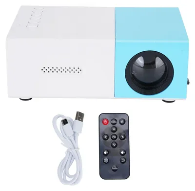 Immagine prodotto di Mini proiettore 1080P, regolabile, portatile, a LED, per telefono, laptop, uso esterno, film, home cinema, dispositivi TV, USB, blu, bianco